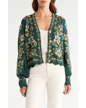 FARM Rio Garden Delight Button-Up Cardigan - Green