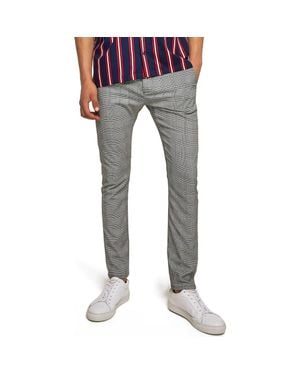TOPMAN Check Stretch Skinny Fit Pants - Gray