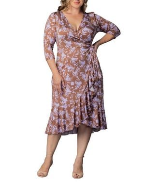 Kiyonna Flirty Flounce Wrap Dress - Red