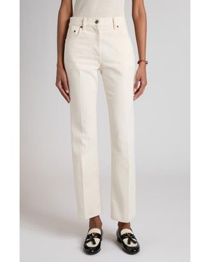 Valentino Nonstretch Denim Flare Leg Ankle Jeans - White