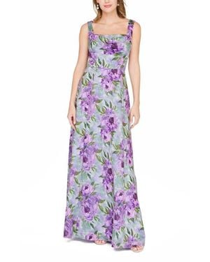 JS Collections Jordanna Floral A-Line Gown - Purple