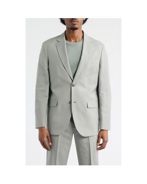 Open Edit Slim Fit Solid Linen Blend Sport Coat - Gray