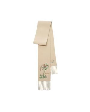 Burberry Narrow Brave Little Tree Cashmere Scarf - White