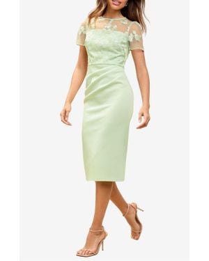 Lipsy Embroidered Sheath Dress - Green