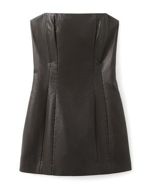 Mango Strapless Faux Leather Minidress - Black