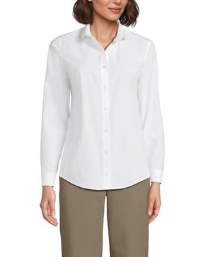 Lands' End Long Sleeve Peter Pan Collar Broadcloth Shirt - White