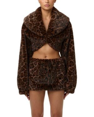 Naked Wardrobe Faux Fur Shrug - Brown