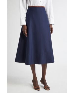 St. John Stretch Gabardine A-Line Midi Skirt - Blue