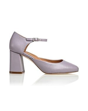 Joan Oloff Shoes Sally Leather Mary Jane Pump - Gray