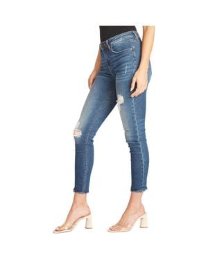 Vigoss Jagger Distressed Raw Hem Skinny Jeans - Blue