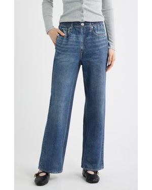 Rag & Bone Rb Miramar Ankle Length Pull On Wide Leg Sweatpant Jeans - Blue