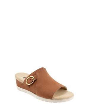 Softwalk Newberry Platform Wedge Slide Sandal - Brown