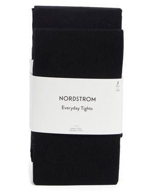 Nordstrom Assorted 2-Pack Sheer Rib & Opaque Tights - Black