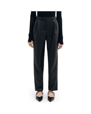 Two Lines by Marcella Lyon High Waist Faux Leather Straight Leg Pants - Black