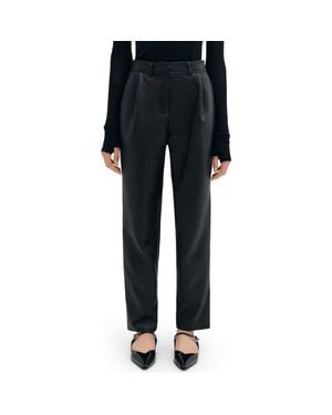 Two Lines by Marcella Lyon High Waist Faux Leather Straight Leg Pants - Black