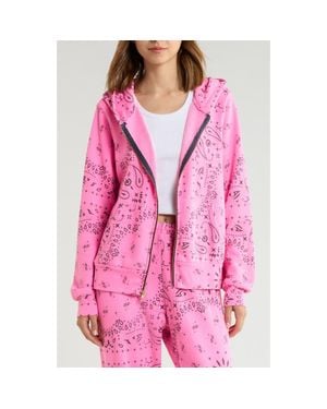 Aviator Nation Bandana Front Zip Hoodie - Pink