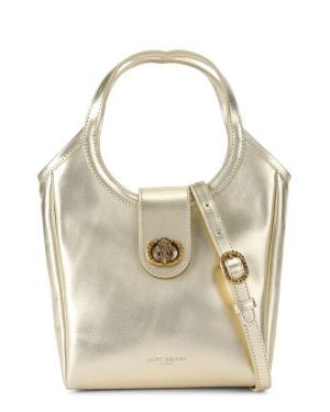 Kurt Geiger Small Chelsea Metallic Leather Tote - White