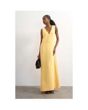 TOPSHOP V-Neck Maxi Dress - Metallic