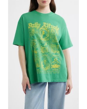 Damson Madder Daily Rituals Organic Cotton Graphic T-Shirt - Green
