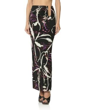 AFRM Aven Abstract Floral Print Maxi Skirt - Black