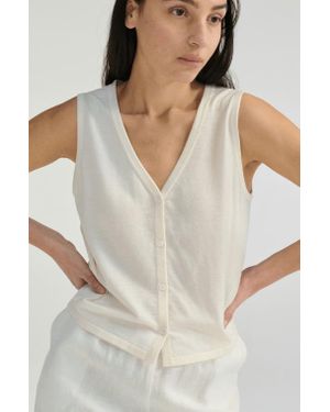 ALMINA CONCEPT Knit Button Closure Vest - White
