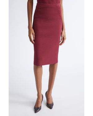 St. John Nina Knit Pencil Skirt - Red