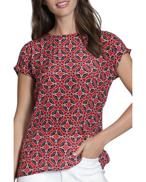 Apny Print Cap Sleeve Shell - Red