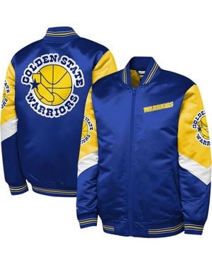 Mitchell & Ness Youth Golden State Warriors Throw It Back Heavyweight Full-Zip Satin Jacket - Blue
