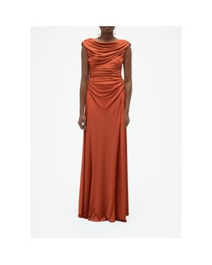 Amsale Draped Cowl Jersey Dress - Red