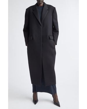 Balenciaga Wool Gabardine Long Sack Coat - Black