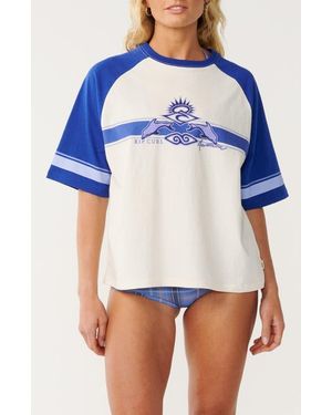 Rip Curl Dolphin Archive Oversize Cotton Graphic T-Shirt - Blue