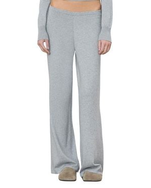 ÉTERNE Wide Leg Cotton And Cashmere Lounge Pants - Gray