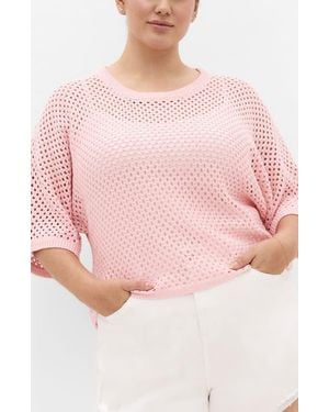 City Chic Open Stitch Sweater - Pink