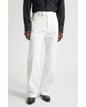 Tom Ford Compact Cotton Drill Wide Leg Pants - White
