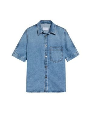 Givenchy Couture Seam Short Sleeve Denim Button-Up Shirt - Blue