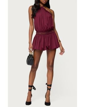 Edikted Aida Open Back Bubble Hem Halter Minidress - Red