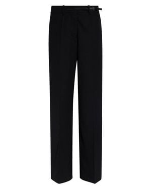 Helmut Lang Belted Wool Gabardine Pants - Black