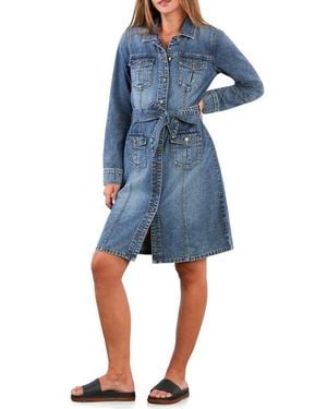 Wash Lab Denim Eleanor Belted Denim Shirtdress - Blue
