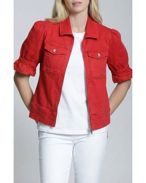 Apny Short Sleeve Denim Jacket - Red