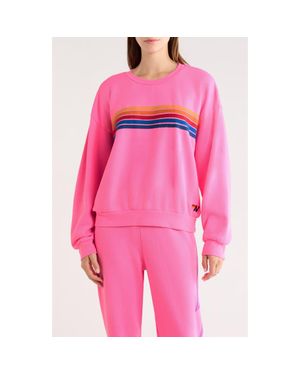 Aviator Nation 5-Stripe Crewneck Sweatshirt - Pink