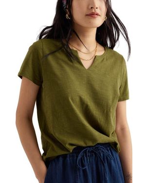 Seasalt Cornwall Kellow V-Neck Organic Cotton T-Shirt - Green
