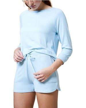 Softies Dream 3/4 Sleeve Boatneck Top With Shorts Set - Blue