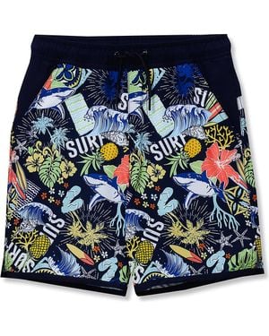 Lands' End Boys Stretch Hydroliner Sport Swim Trunk - Blue