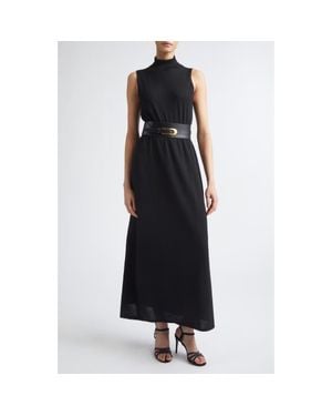 Eleventy Funnel Neck Sleeveless Knit Maxi Dress - Black