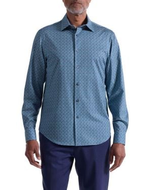 Bugatchi James Ooohcotton Optical Illusion Print Button-Up Shirt - Blue