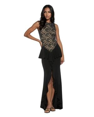 Alexia Admor Perrin Boatneck Ruffle Gown - Black