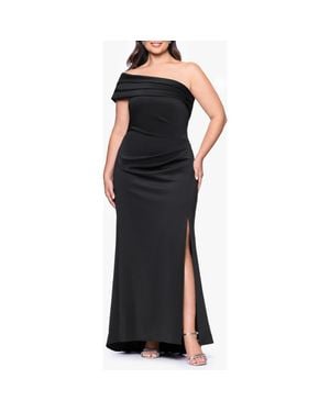 Xscape Evenings Pleated One-Shoulder Mermaid Gown - Black