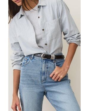 Marine Layer Jane California Relaxed Stripe Button-Up Shirt - Gray