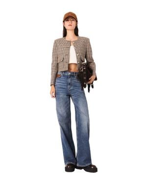 Maje Short Checked Jacket - Blue