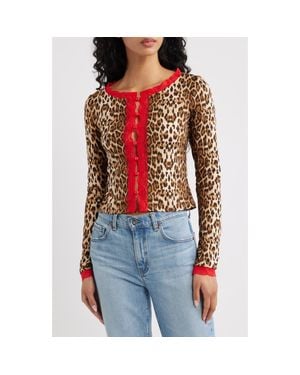 Princess Polly Pour It Up Lace Trim Button-Up Top - Red